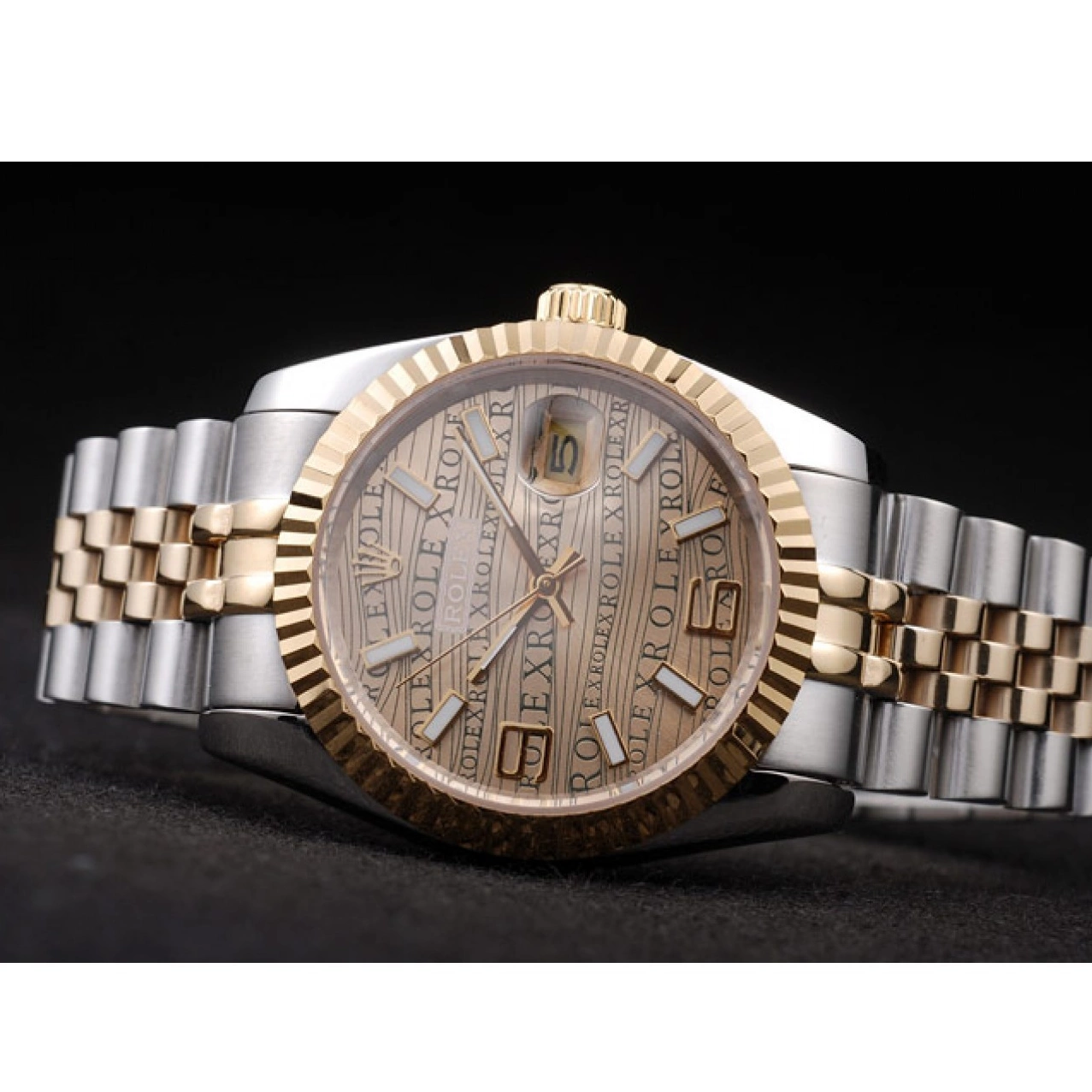 Aaa replica watch Dial PlatedGold Gold 18k Rolex Steel DateJust Tone Stainless Two 0715